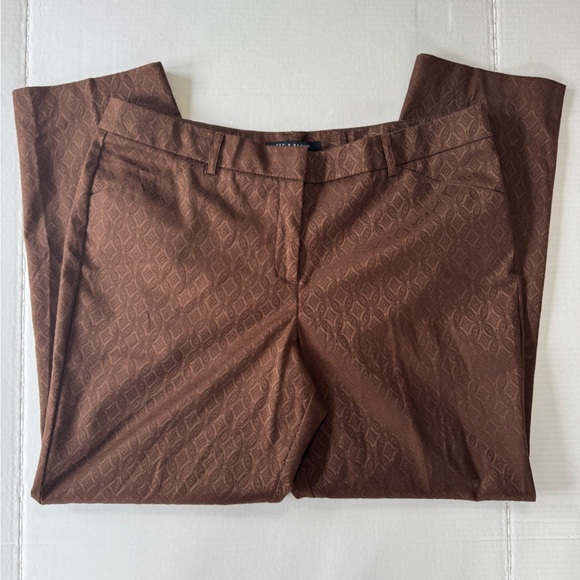 Zac & Rachel Brown Tailored Trousers jacquard pattern women’s size 14 - Picture 3 of 5